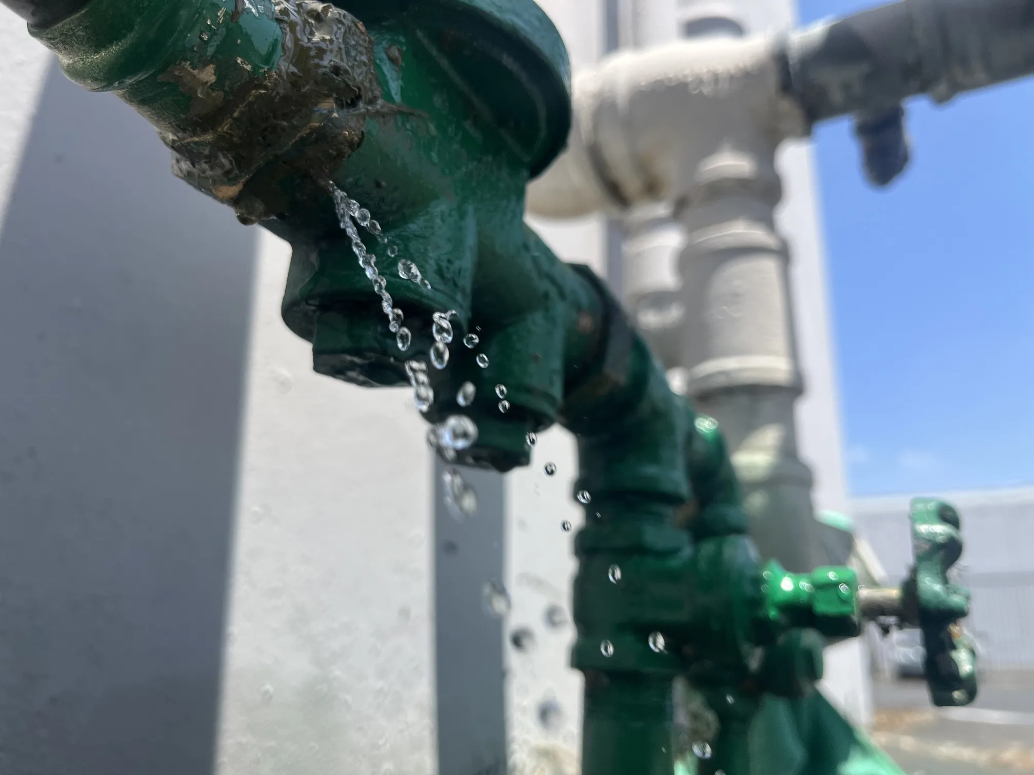 Commercial water valve assembly in a mechanical room