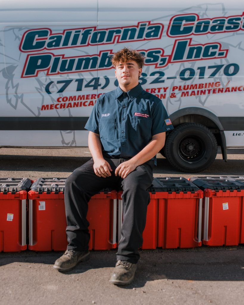 California Coast Plumbers technician on a commercial job site