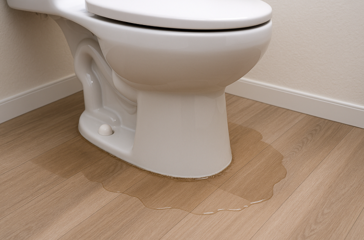 Water around the base of the toilet