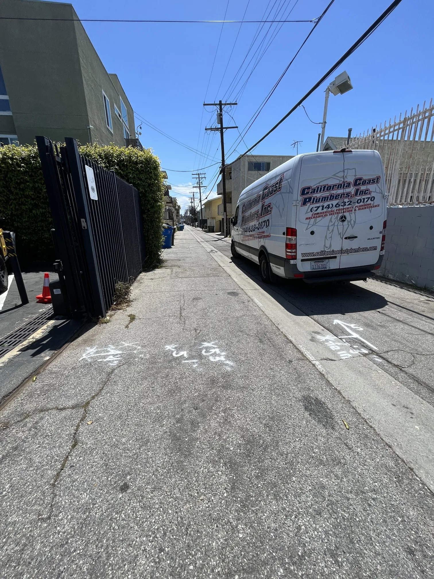 California Coast Plumbers service truck at commercial property